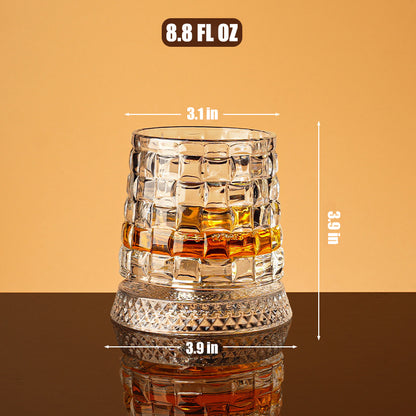 🥃Rotating Crystal Whiskey Tumbler Glass