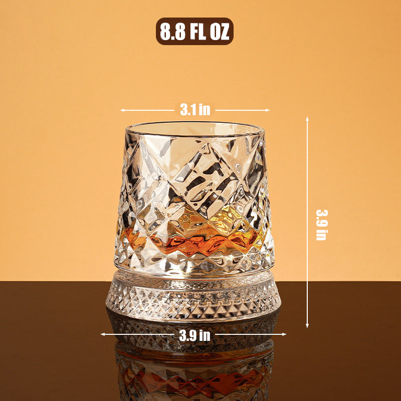 🥃Rotating Crystal Whiskey Tumbler Glass