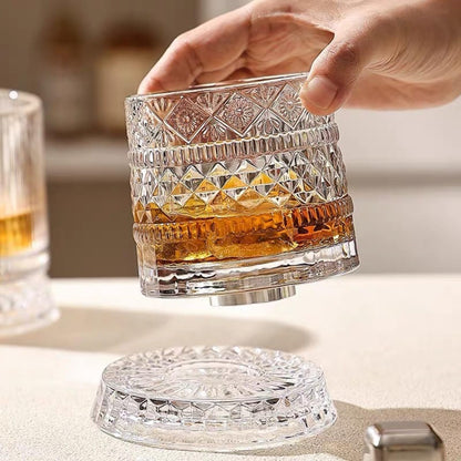 🥃Rotating Crystal Whiskey Tumbler Glass
