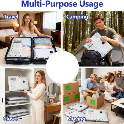 Cordless Travel Vacuum Storage Bags (15-Pack) with Rechargeable Pump