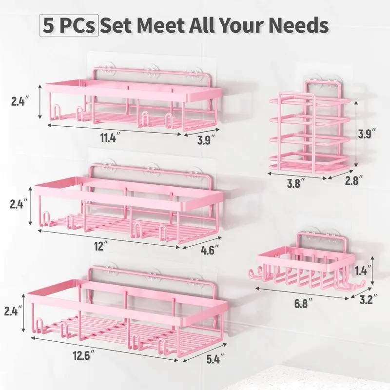 5 Pack Shower Caddy Organizer Rack Shelf for Inside Shower